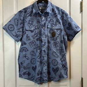Bent Paddle Brewing Co Pearl Snap Button Down Outdoors Shirt - Size Medium